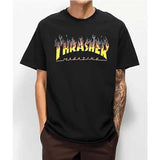 Thrasher T Shirt Thrasher Barbecue Fire Loose Short Sleeve Fall Winter Couples