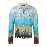 Spray Painted Jacket Coconut Ripped Denim Jacket Coat for Men and Women