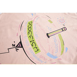 Cartoon Literary Flower Printing Short Sleeve Street Casual Loose-Fitting T-shirt Men's Fashion Half Sleeve Couples Dress Summer Wear