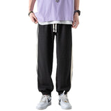 Men Trousers Men's Casual Pants Men's Striped High Waist Straight Loose Trousers