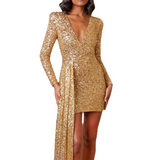 Mariah Carey Dress Sexy Sheath Slim-Fit Long-Sleeved Dress Sequins Dress