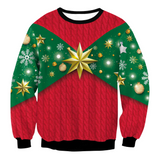 Black Christmas Sweater Crew Neck 3D Printed Santa Claus Loose