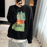 Diana Harvard Sweatshirt Autumn Calf Cartoon Letter Print