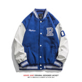Men Baseball Jacket Spring Stitching Baseball Uniform Men Loose Jacket Coat