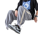 Men Trousers Men's Casual Pants Men's Striped High Waist Straight Loose Trousers