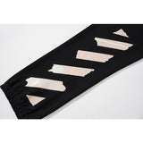 Off White Winter Pants Early Autumn Off Yellow Rubber Strip Printed Terry Casual Trousers for Men and Women