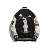 Varsity Jacket for Men Baseball Uniform Baseball Jackets Spring Hip Hop Cool Sleeve Cartoon Bear Jacket