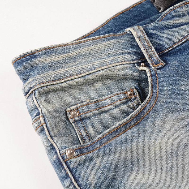 Amiri Jeans Casual Hip Hop Wash Splash-Ink Painted Slim Jeans Casual Fashionable 6561