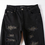 Amiri Jeans Casual Hip Hop Wash Splash-Ink Painted Slim Jeans Casual Fashionable 8565