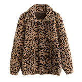 Women Dalmatian Coat Leopard Print Wool Coat Thick Loose Short