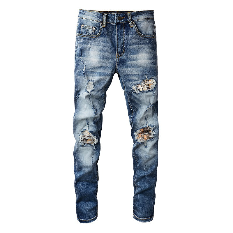 Amiri Jeans Casual Hip Hop Wash Splash-Ink Painted Slim Jeans Casual Fashionable 861