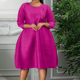Mariah Carey See through Dress Solid Color Pleated Loose Dress