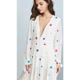 Women Dresses Bohemian V-neck XINGX Embroidered Seaside Holiday Dress