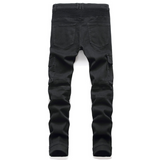 J Shaped Jeans Men's Motorcycle Elastic Pleated Zipper Tooling Large Size