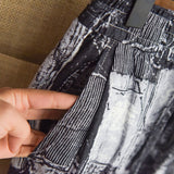 Linen Pants Straight Leg Pants Drawstring Lightweight Elastic Beach Pants Printed Cotton and Linen