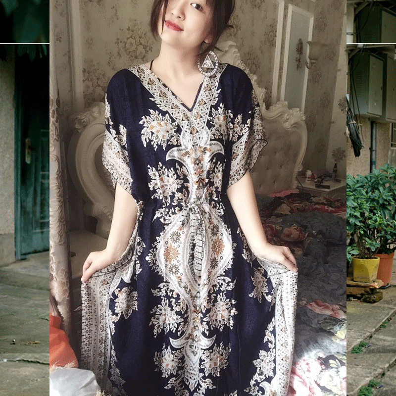 Beth Dutton Bohemian Dress Summer Spring Midi Dresses Cotton Linen Dress Long Dress V-neck Vacation Skirt