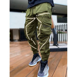 Cargo Pants Men's Pants Solid Color Casual Sweatpants Multi-Pocket Overalls Loose Straight Outdoor Personality Trousers Ankle-Tied Pants Men