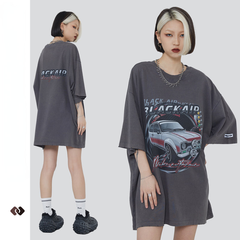 Blackair T Shirt Vintage Summer Short Sleeve Car Print T-shirt