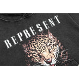 Present Hoodie Cheetah Print Distressed Retro Hooded Sweatshirt