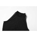Kesha Black Dress Women's Fashion round Neck Sleeveless Sexy See-through Slim Sheath Dress