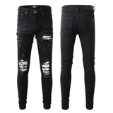Amiri Jeans Casual Hip Hop Wash Splash-Ink Painted Slim Jeans Casual Fashionable