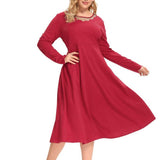 Women Plus Size Midi Dresses Round Neck Loose Dress