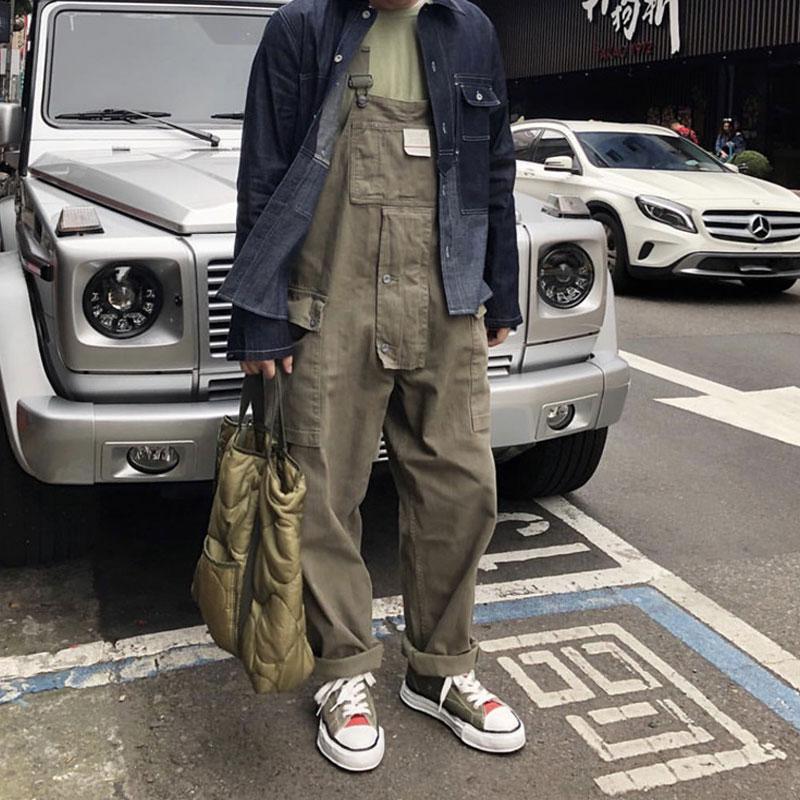Casual Suspender Trousers Men's Trousers plus Size Retro Sports Trousers Overalls Loose Suspenders Men Denim Overalls