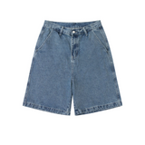 Men Shorts Simple Loose Casual Pants Mid-Waist Cotton Denim Shorts