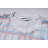 Men T Shirt Summer Casual Tops Summer Casual Cartoon Bear Printed Plaid Short Sleeve T-shirt