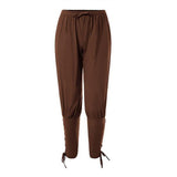 Linen Pants Straight Leg Pants Drawstring Lightweight Elastic Beach Pants Spring/Summer Loose Solid Color Exercise Casual Pants