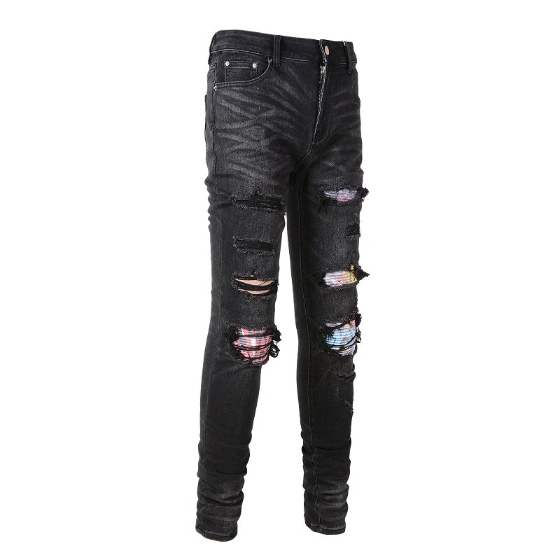 Amiri Jeans Casual Hip Hop Wash Splash-Ink Painted Slim Jeans Casual Fashionable 8638