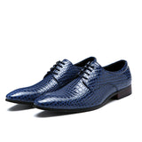 Indo Western Shoes Fashion Snake Pattern Men's Shoes Lace-up Low-Top Leather Shoes
