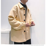 Men's Shirts Autumn and Winter Men's Polo Collar Solid Color Coat Large Size Loose