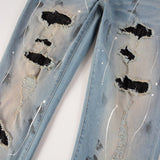 Amiri Jeans Casual Hip Hop Wash Splash-Ink Painted Slim Jeans Casual Fashionable 6523 (=523)