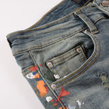 Amiri Jeans Casual Hip Hop Wash Splash-Ink Painted Slim Jeans Casual Fashionable 868