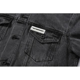 Arrow Denim Jacket Jean Coat off Ow White Letter Denim Jacket Coat Owt Arrow Washed Distressed Men and Women