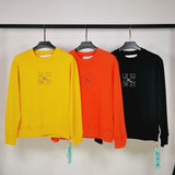 Off White Sweatshirts Long Sleeve round Neck Sweater Winter Ow Log Worker D Three-Dimensional Effect