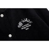 Off White Baseball Uniform Jacket Woolen Coat Men Women Tops Casual Owt