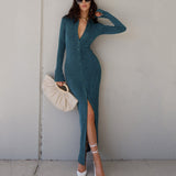 Women Summer Dresses Midi Dress Autumn Winter Clothing Sexy Fashion Long Sleeve Shirt Skirt Long Dress for Women