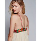 Women Dresses Flower Embroidered V-neck Backless Sexy Suspenders Holiday Dress Long Dress