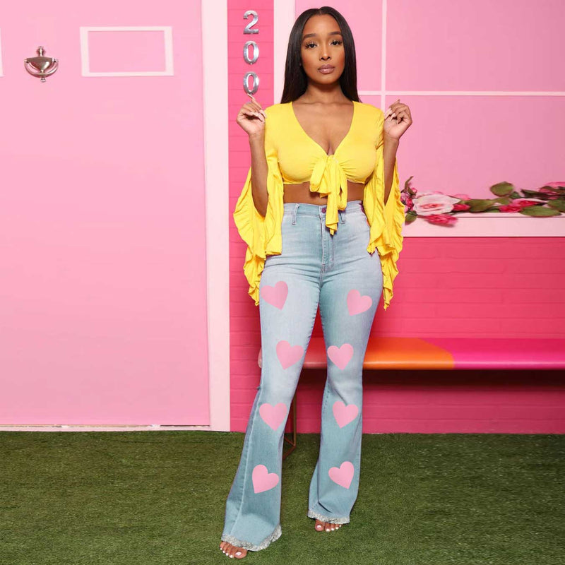 Women Plus Size Jeans High Waist Slim Denim Pants