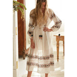 Women Dresses Flower Embroidered Hollow Dress