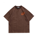 Blackair T Shirt Blackair Spring/Summer New Short Sleeve Men's American Retro Street Loose Bottoming Shirt Printed Suede Short Sleeve