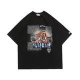 Blackair T Shirt Tiger Print Loose round Neck T-shirt