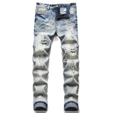 J Shaped Jeans New Men's Jeans Slim Straight Zip Pleated Trousers
