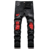 J Shaped Jeans New Men's Jeans Slim Straight Zip Pleated Trousers