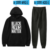 Black Lives Matter Dressing Trendy Hooded Sweater Ankle Banded Pants Casual Suit