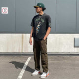 Present T Shirt Vintage Distressed Python Printed Loose Hole Knife Cut T-shirt