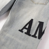 Amiri Jeans Casual Hip Hop Wash Splash-Ink Painted Slim Jeans Casual Fashionable 866