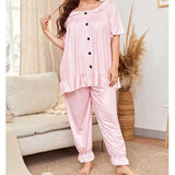 Women Plus Size Co-Ords Casual Loose Pajama Set